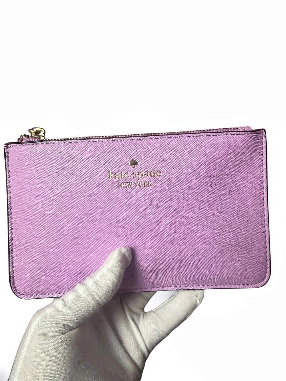 Kate Spade Saffiano Leather Zip Top Wristlet Pouch Pink